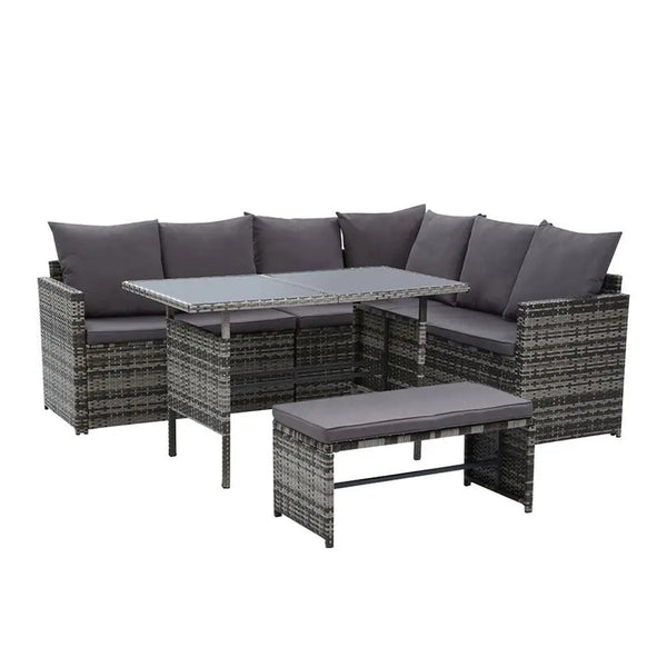 Gardeon Outdoor Furniture Dining Setting Sofa Set Lounge Wicker 8 Seater Mixed Grey Deals499
