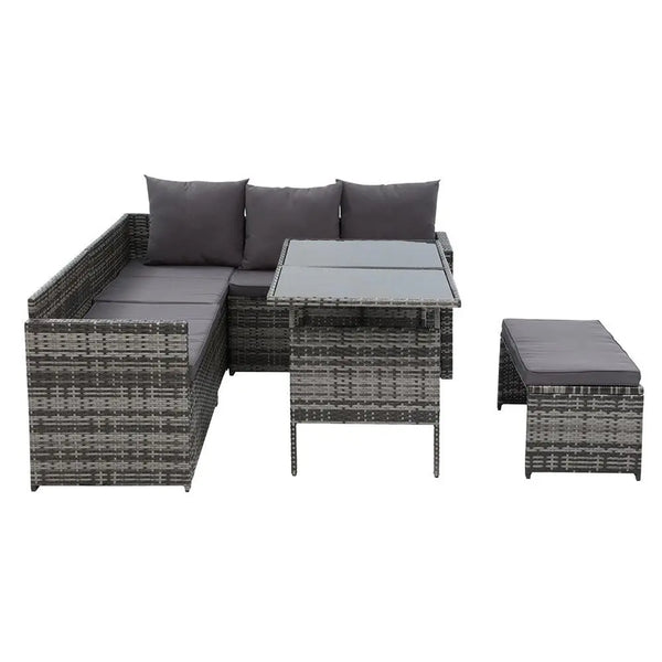Gardeon Outdoor Furniture Dining Setting Sofa Set Lounge Wicker 8 Seater Mixed Grey Deals499