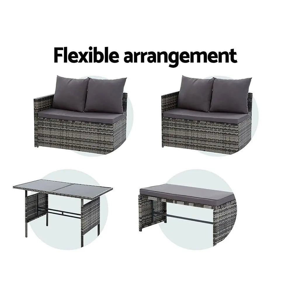 Gardeon Outdoor Furniture Dining Setting Sofa Set Lounge Wicker 8 Seater Mixed Grey Deals499