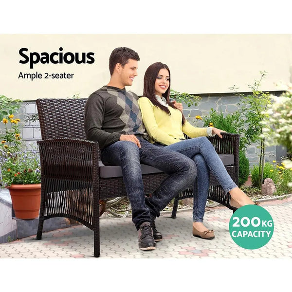 Gardeon Outdoor Furniture Set Wicker Cushion 4pc Black Deals499