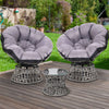 Gardeon Outdoor Lounge Setting Papasan Chairs Table Patio Furniture Wicker Grey from Deals499 at Deals499