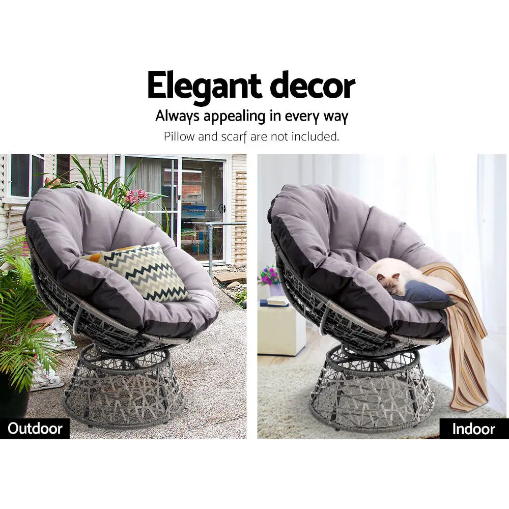 Gardeon Outdoor Papasan Chairs Table Lounge Setting Patio Furniture Wicker Grey from Deals499 at Deals499