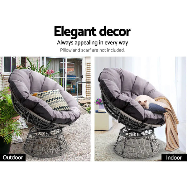 Gardeon Outdoor Papasan Chairs Table Lounge Setting Patio Furniture Wicker Grey from Deals499 at Deals499