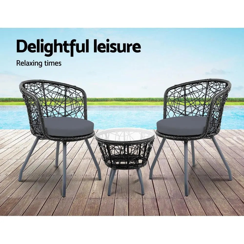 Gardeon Outdoor Patio Chair and Table - Black Deals499