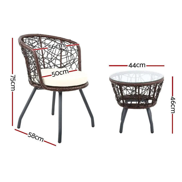 Gardeon Outdoor Patio Chair and Table - Brown Deals499