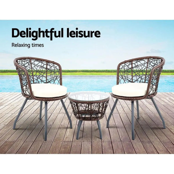 Gardeon Outdoor Patio Chair and Table - Brown Deals499