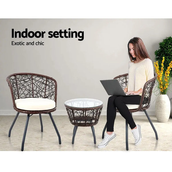 Gardeon Outdoor Patio Chair and Table - Brown Deals499