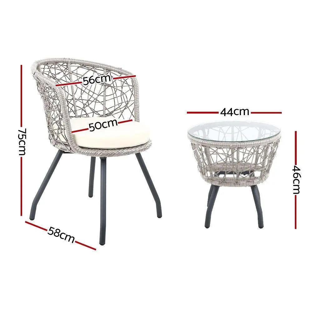 Gardeon Outdoor Patio Chair and Table - Grey Deals499