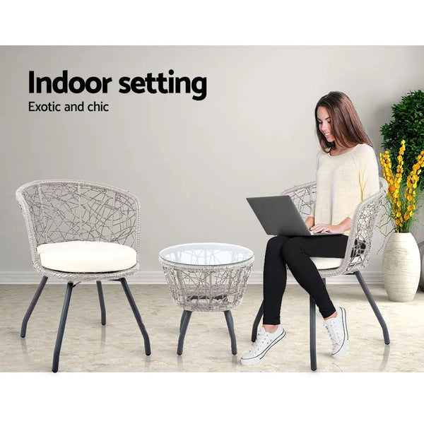 Gardeon Outdoor Patio Chair and Table - Grey Deals499