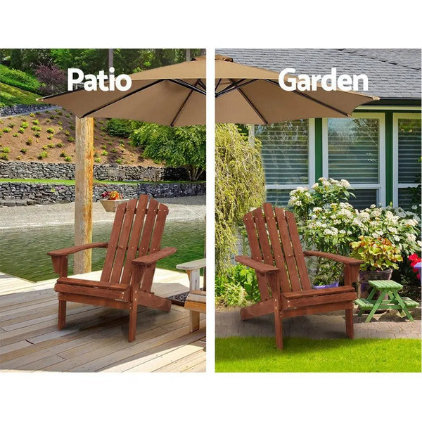 Gardeon Outdoor Sun Lounge Beach Chairs Table Setting Wooden Adirondack Patio Chair Brown Deals499