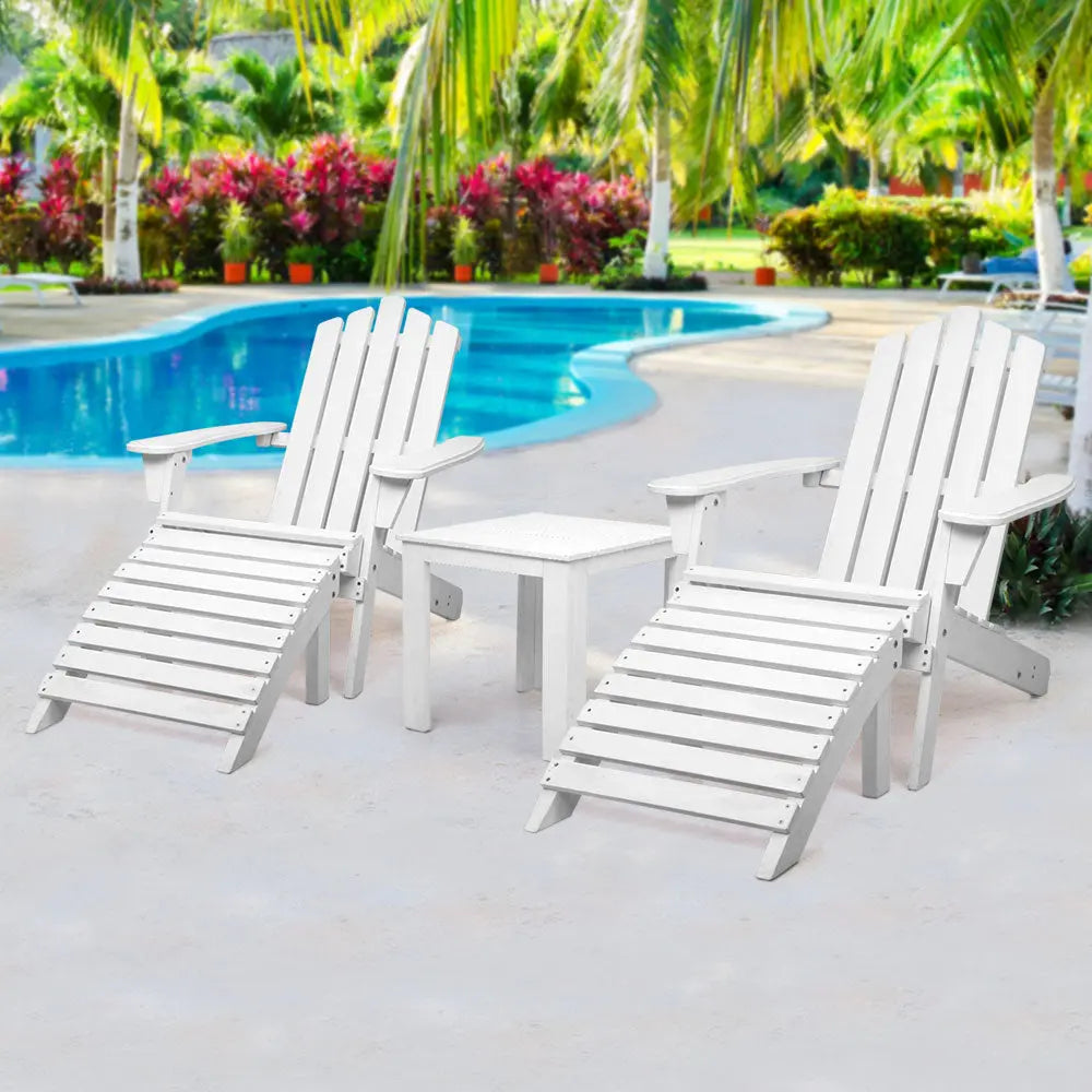 Gardeon Outdoor Sun Lounge Beach Chairs Table Setting Wooden Adirondack Patio Chair Deals499