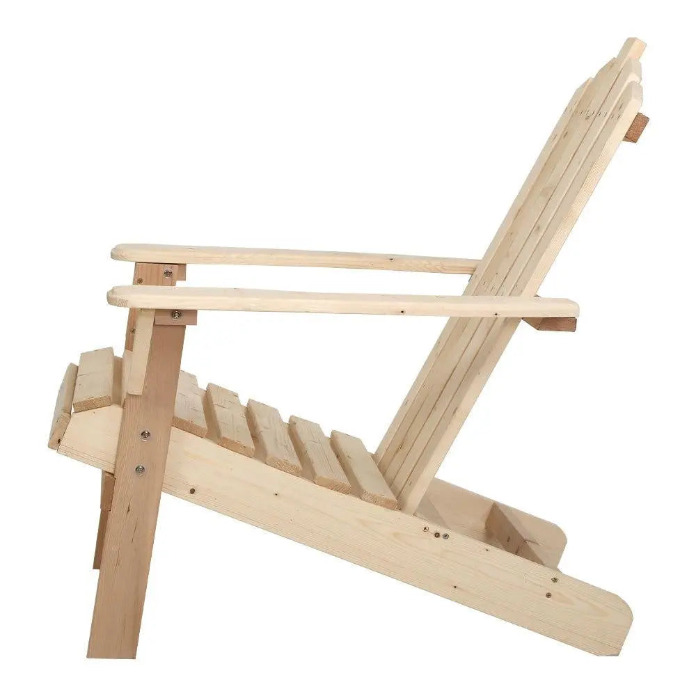 Gardeon Outdoor Sun Lounge Beach Chairs Table Setting Wooden Adirondack Patio Natural Wood Chair Deals499