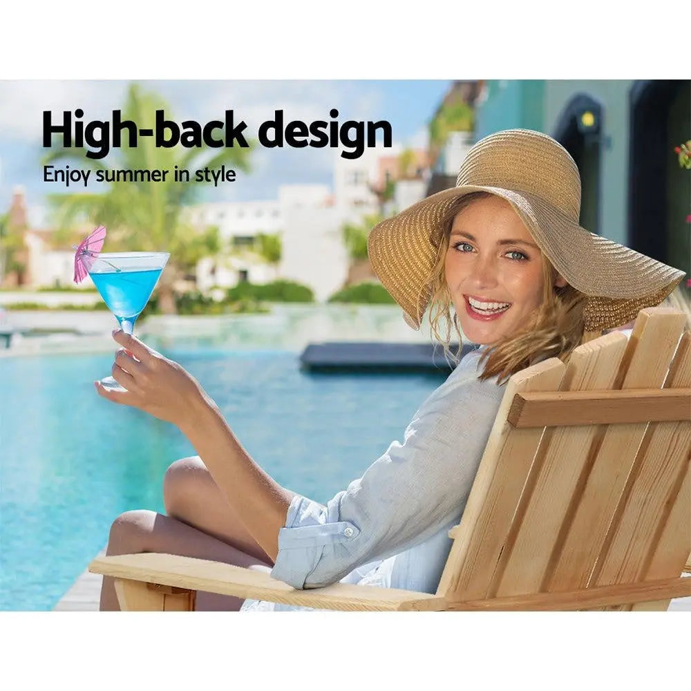 Gardeon Outdoor Sun Lounge Beach Chairs Table Setting Wooden Adirondack Patio Natural Wood Chair Deals499