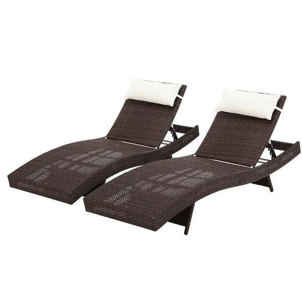Gardeon Outdoor Sun Lounge Setting Wicker Lounger Day Bed Rattan Patio Furniture Brown Deals499