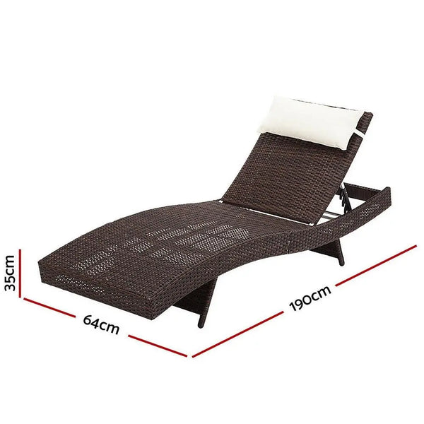 Gardeon Outdoor Sun Lounge Setting Wicker Lounger Day Bed Rattan Patio Furniture Brown Deals499