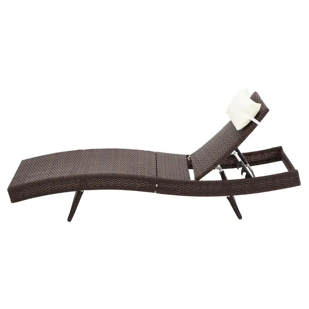 Gardeon Outdoor Sun Lounge Setting Wicker Lounger Day Bed Rattan Patio Furniture Brown Deals499