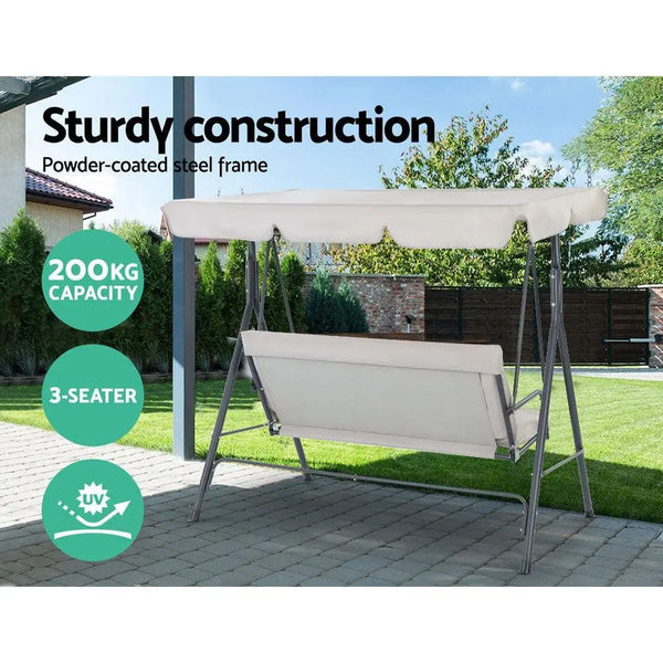 Gardeon Outdoor Swing Chair Hammock 3 Seater Garden Canopy Bench Seat Backyard Deals499
