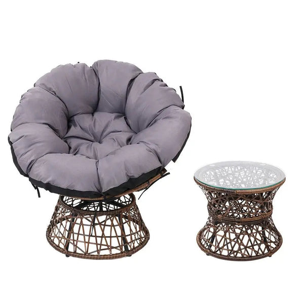 Gardeon Papasan Chair and Side Table - Brown Deals499