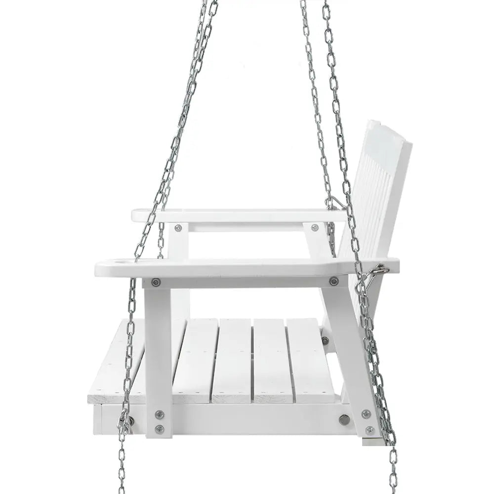 Gardeon Porch Swing Chair with Chain Garden Bench Outdoor Furniture Wooden White from Deals499 at Deals499