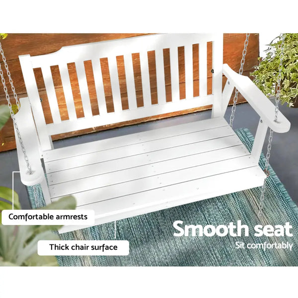 Gardeon Porch Swing Chair with Chain Garden Bench Outdoor Furniture Wooden White from Deals499 at Deals499