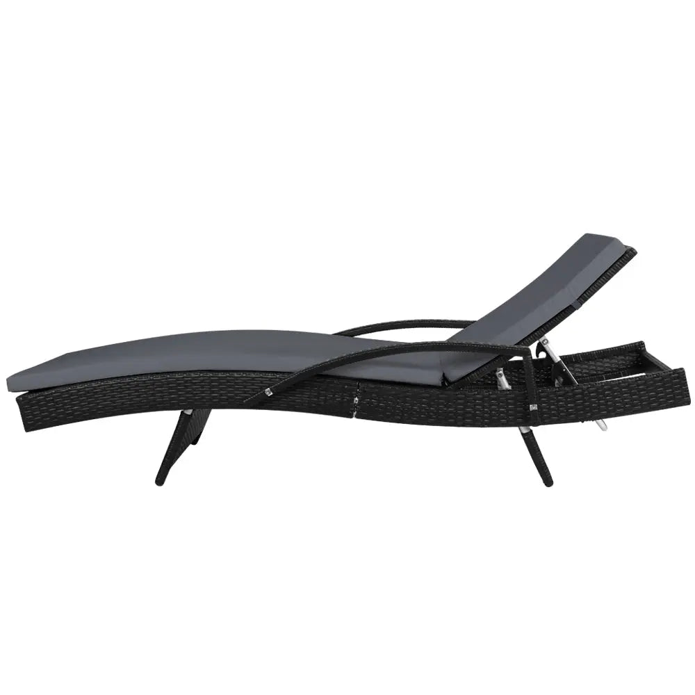 Gardeon Set of 2 Outdoor Sun Lounge Chair with Cushion - Black Deals499