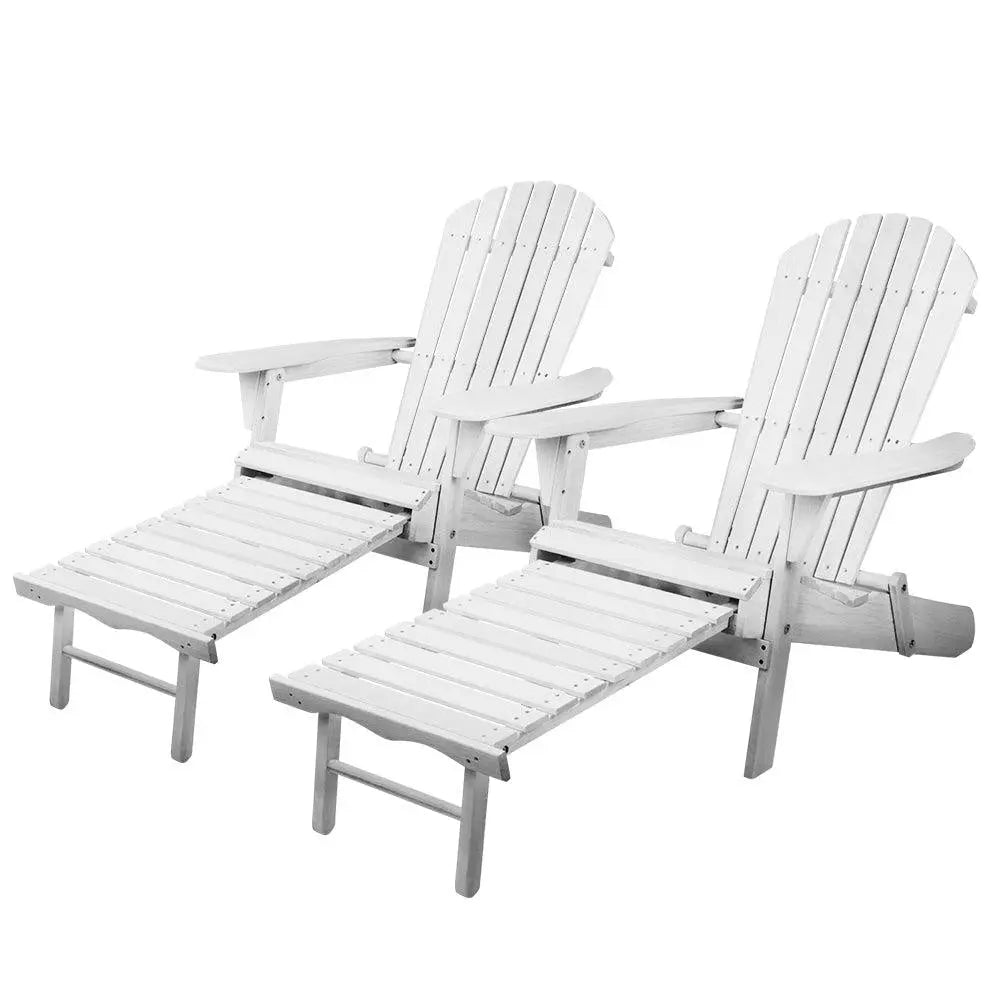 Gardeon Set of 2 Outdoor Sun Lounge Chairs Patio Furniture Lounger Beach Chair Adirondack Deals499