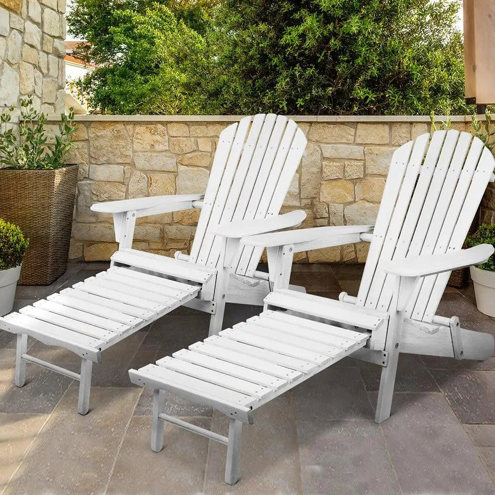 Gardeon Set of 2 Outdoor Sun Lounge Chairs Patio Furniture Lounger Beach Chair Adirondack Deals499