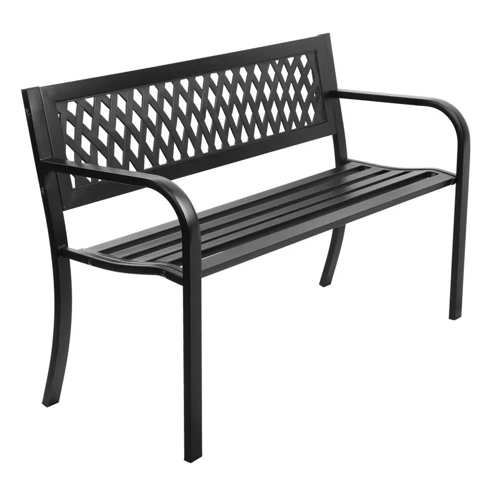 Gardeon Steel Modern Garden Bench - Black Deals499