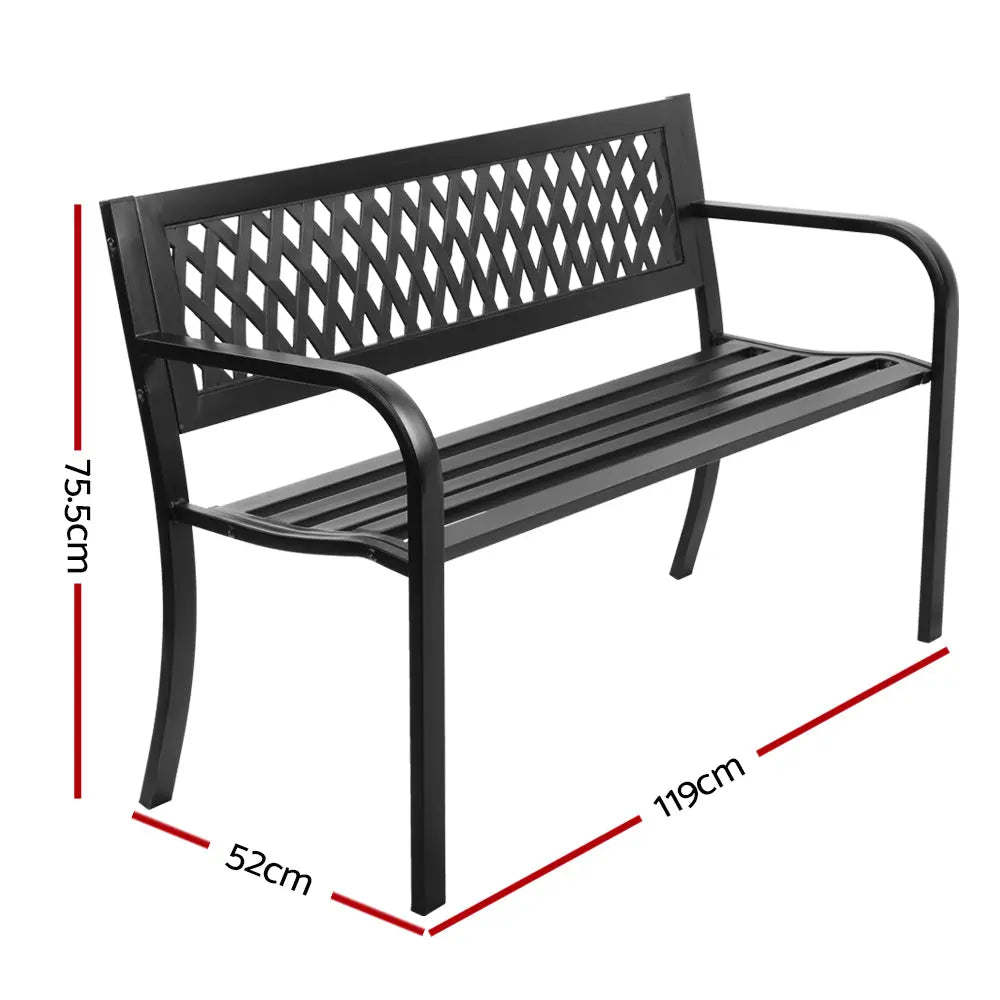 Gardeon Steel Modern Garden Bench - Black Deals499
