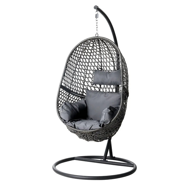 Gardeon Swing Chair Egg Hammock With Stand Outdoor Furniture Wicker Seat Black from Deals499 at Deals499