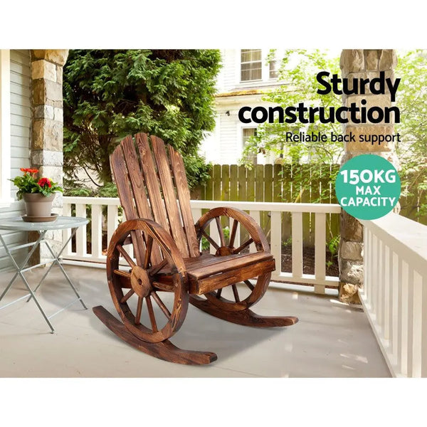 Gardeon Wagon Wheels Rocking Chair - Brown Deals499