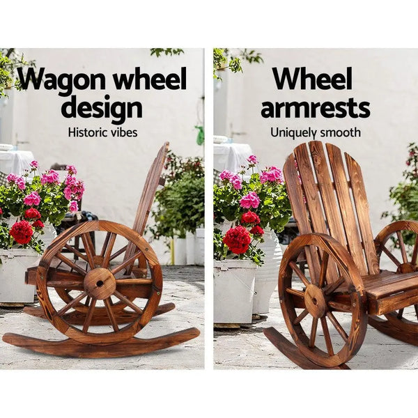 Gardeon Wagon Wheels Rocking Chair - Brown Deals499