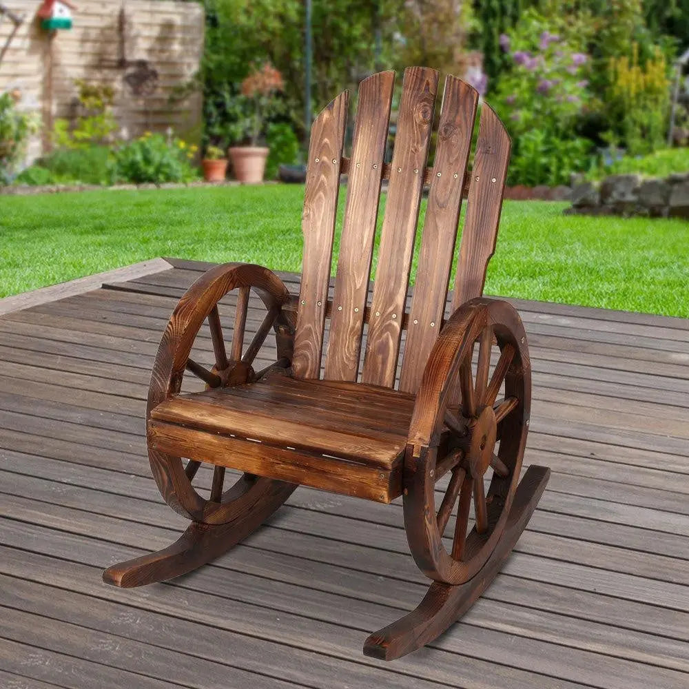 Gardeon Wagon Wheels Rocking Chair - Brown Deals499