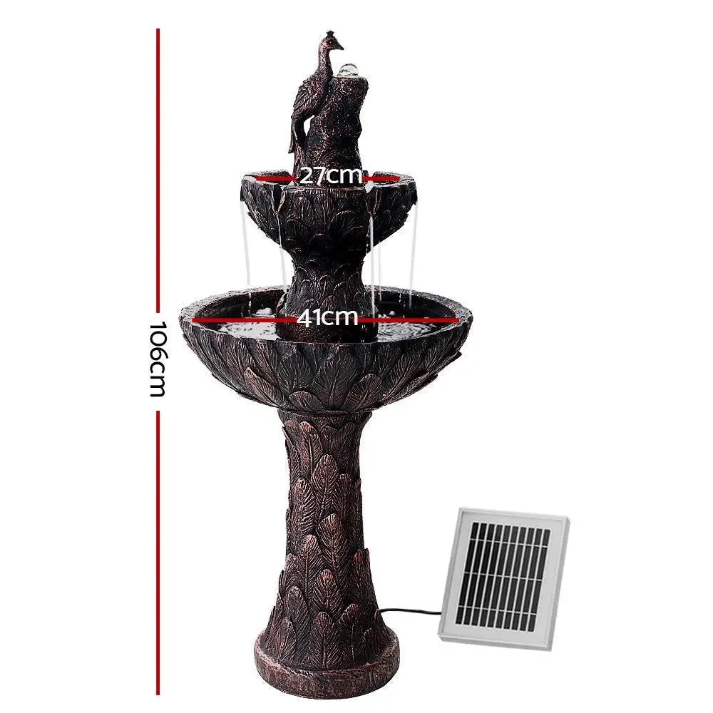 Gardeon Water Solar Fountain Outdoor Bird Bath Peacock Cascading Deals499