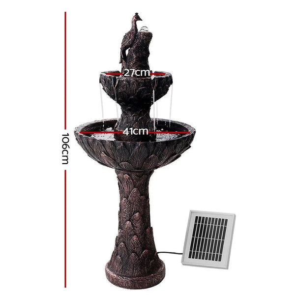 Gardeon Water Solar Fountain Outdoor Bird Bath Peacock Cascading Deals499