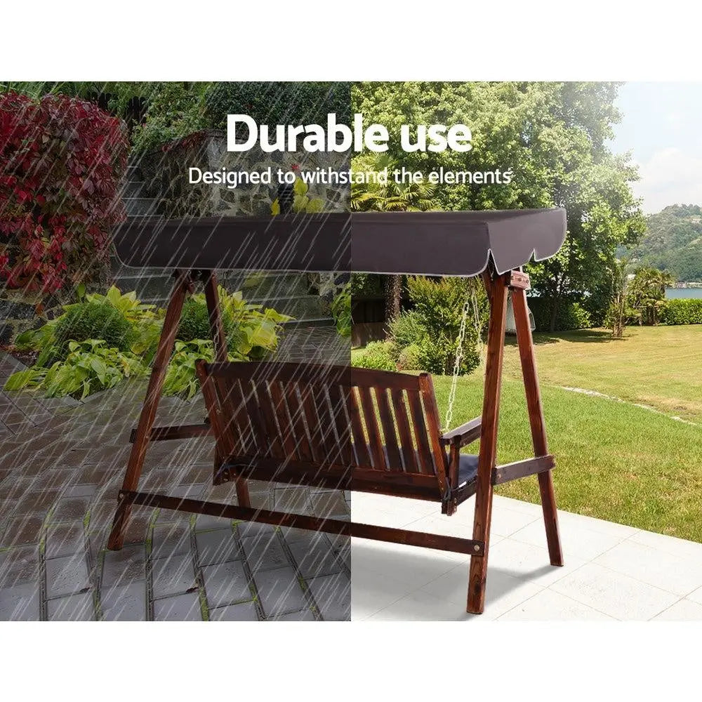 Gardeon Wooden Swing Chair Garden Bench Canopy 3 Seater Outdoor Furniture Deals499