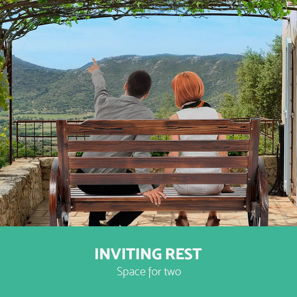 Gardeon Wooden Wagon Wheel Bench - Brown Deals499