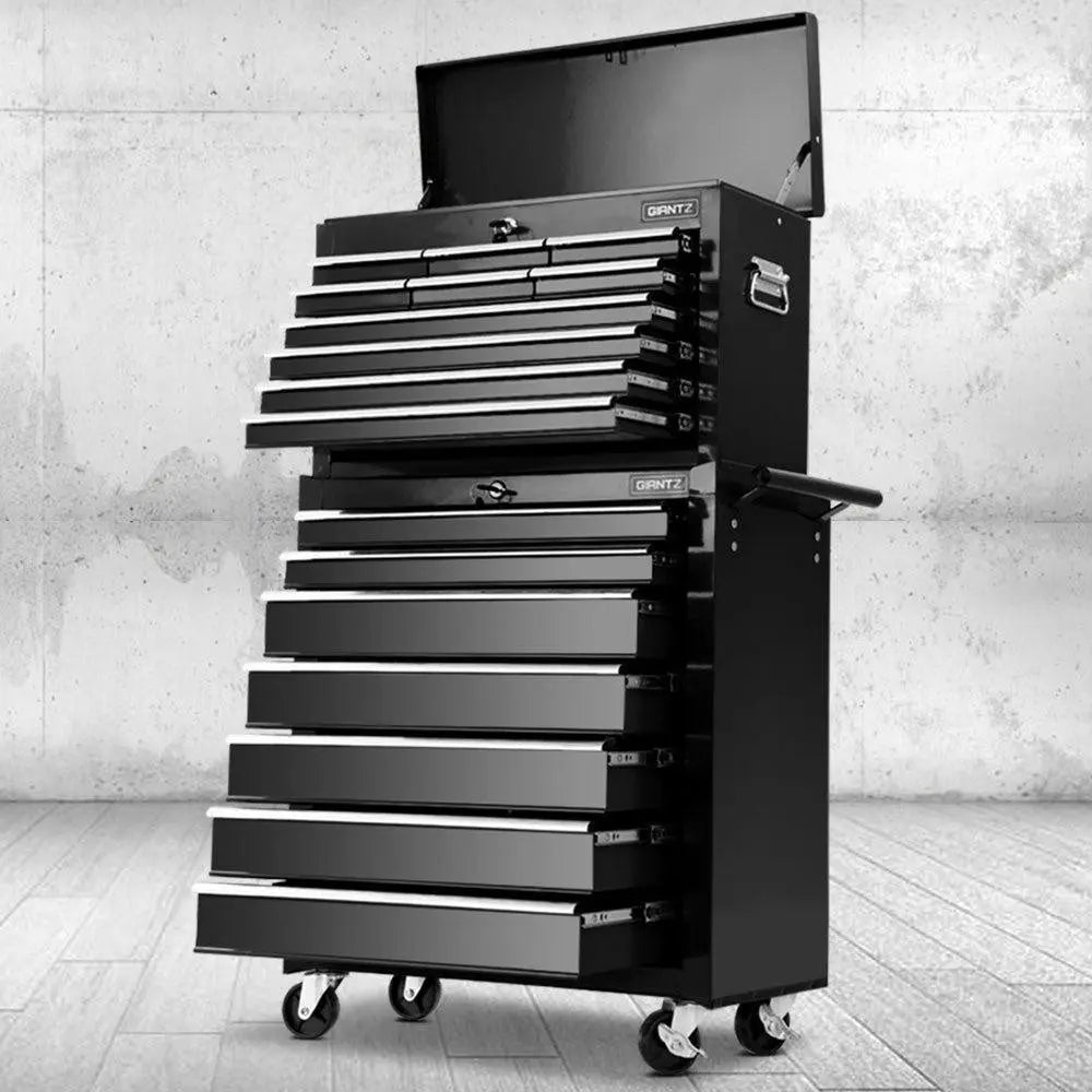 Giantz 17 Drawers Tool Box Trolley Chest Cabinet Cart Garage Mechanic Toolbox Black Deals499