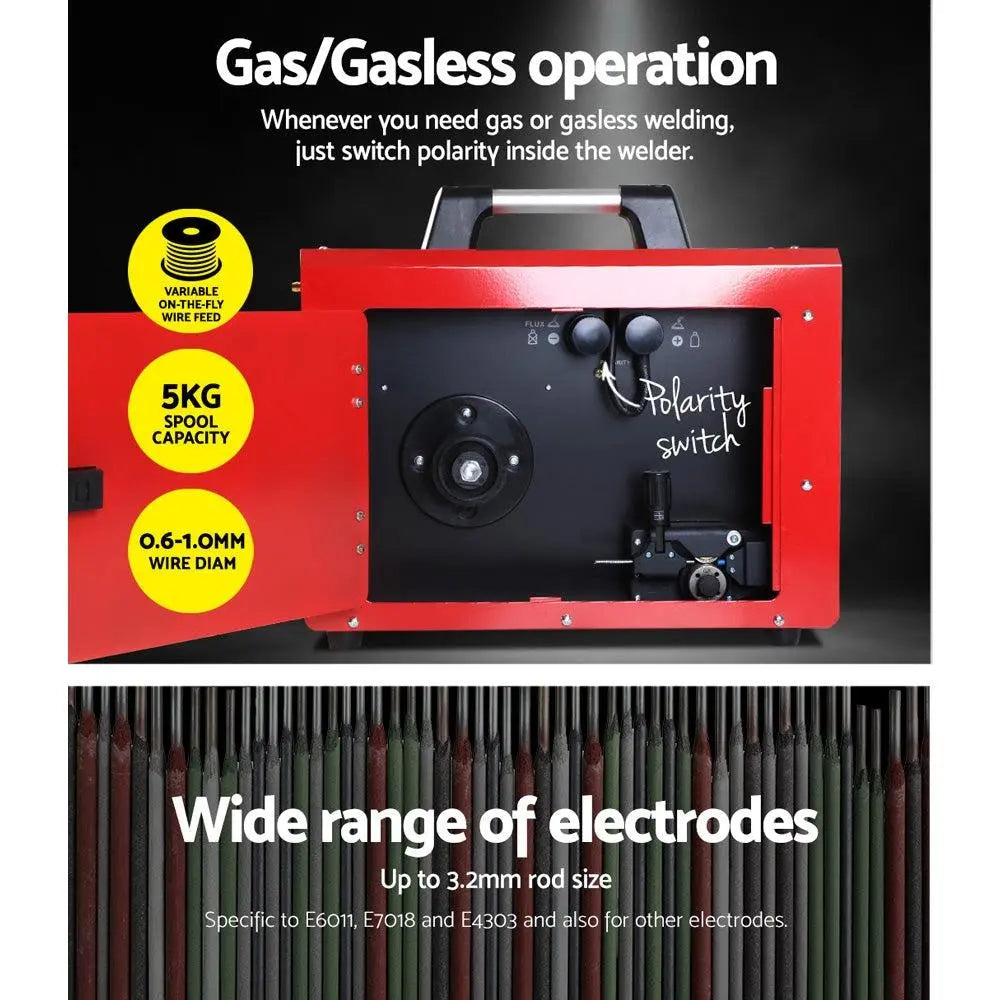 Giantz 220 Amp Inverter Welder MMA MIG DC Gas Gasless Welding Machine Portable Deals499