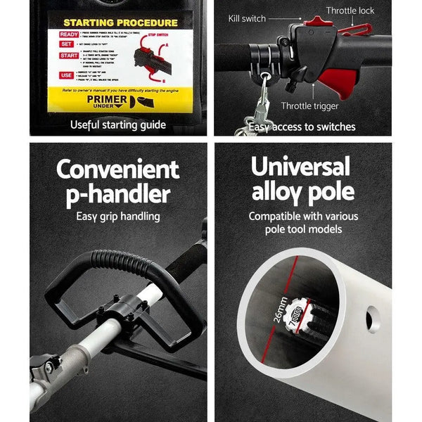 Giantz 4-STROKE Pole Chainsaw Brush Cutter Hedge Trimmer Saw Multi Tool Deals499