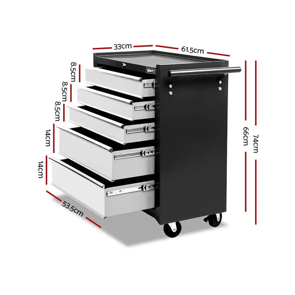 Giantz 5 Drawer Mechanic Tool Box Storage Trolley - Black & Grey Deals499