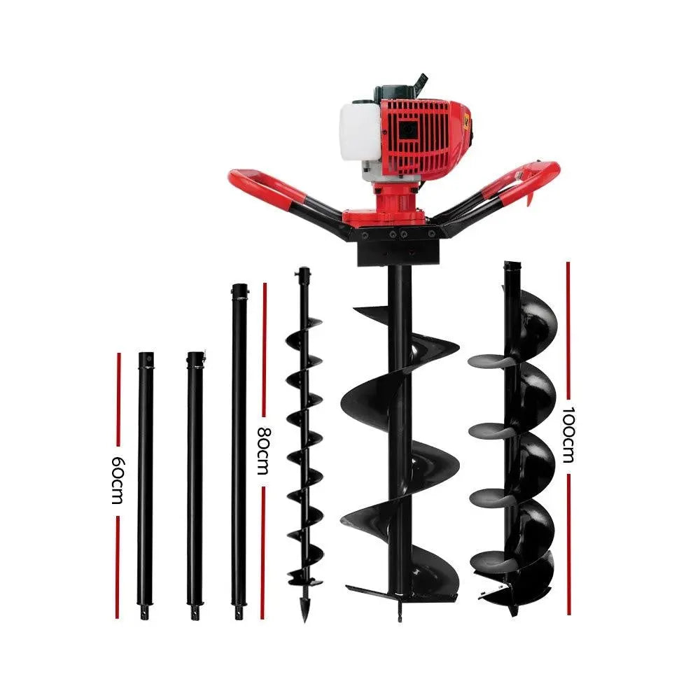 Giantz 80CC Petrol Post Hole Digger Drill Borer Fence Extension Auger Bits Deals499