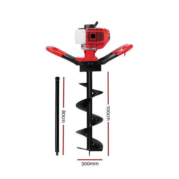 Giantz 80CC Petrol Post Hole Digger Drill Borer Fence Extension Auger Bits Deals499