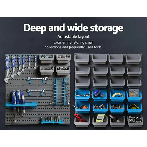 Giantz 88 Parts Wall-Mounted Storage Bin Rack Tool Garage Shelving Organiser Box Deals499
