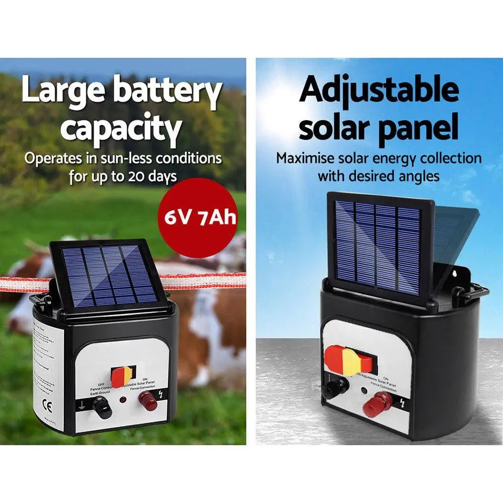 Giantz 8km Solar Electric Fence Energiser Charger with 400M Tape and 25pcs Insulators Deals499