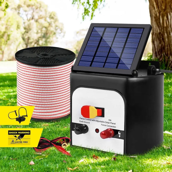 Giantz 8km Solar Electric Fence Energiser Charger with 400M Tape and 25pcs Insulators Deals499
