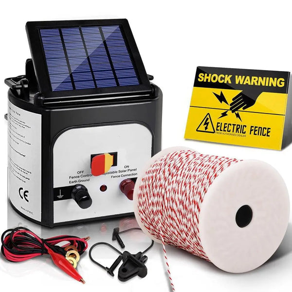 Giantz 8km Solar Electric Fence Energiser Charger with 500M Tape and 25pcs Insulators Deals499