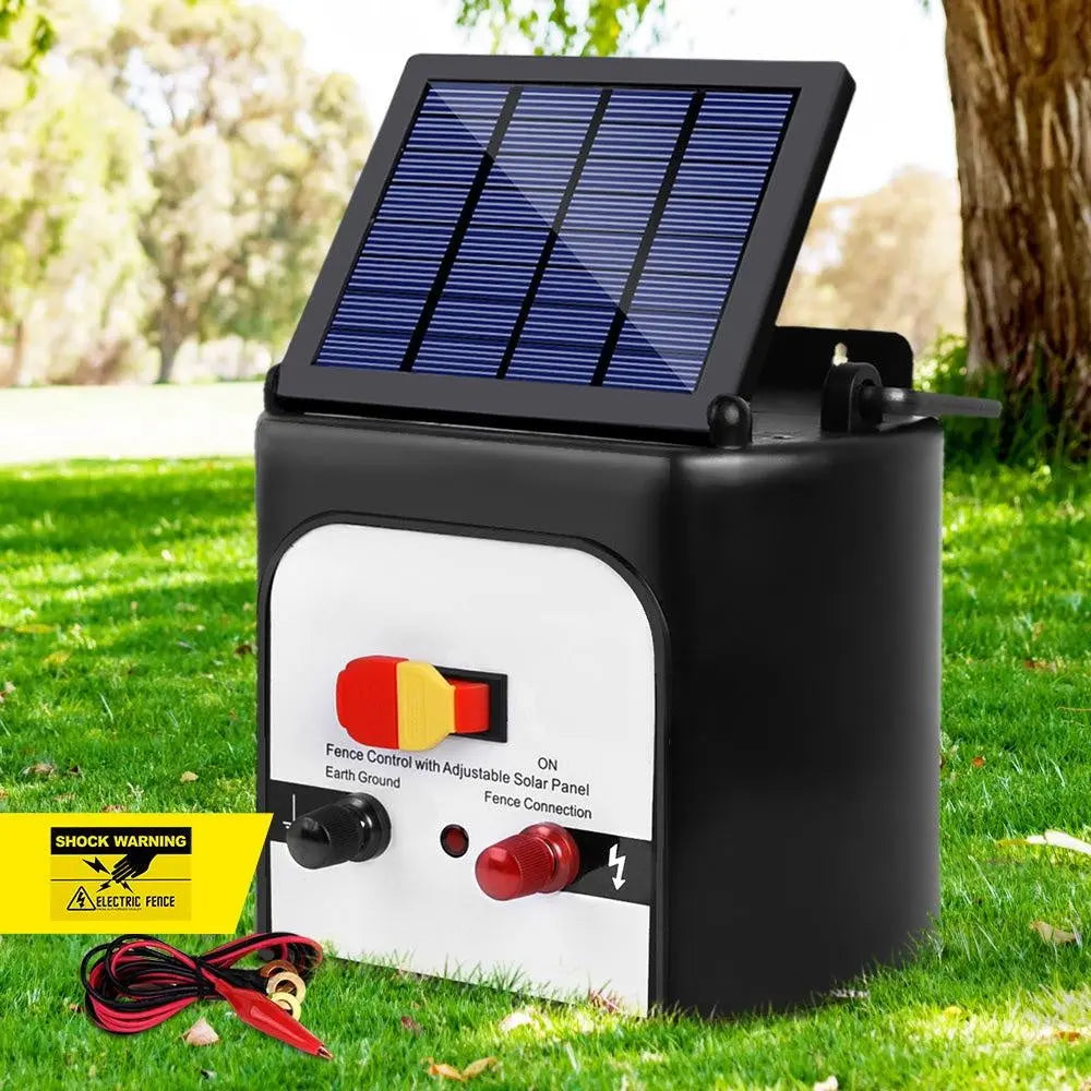 Giantz 8km Solar Power Electric Fence Charger Energiser 0.3J White Deals499