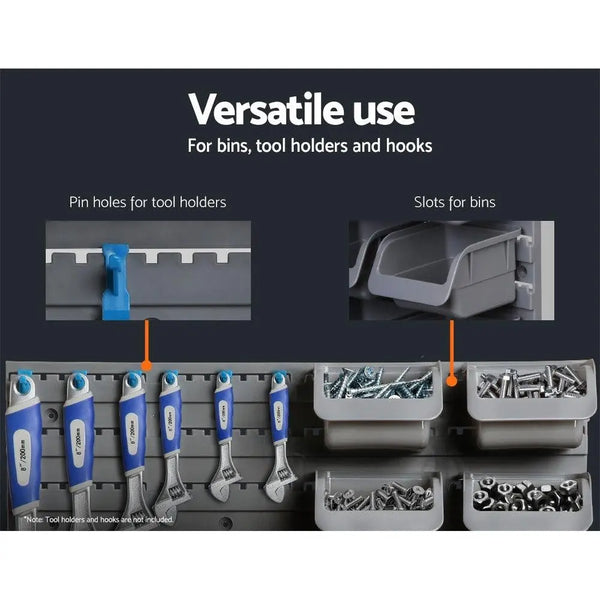 Giantz 96 Storage Bin Rack Wall-Mounted Tool Parts Garage Shelving Organiser Deals499