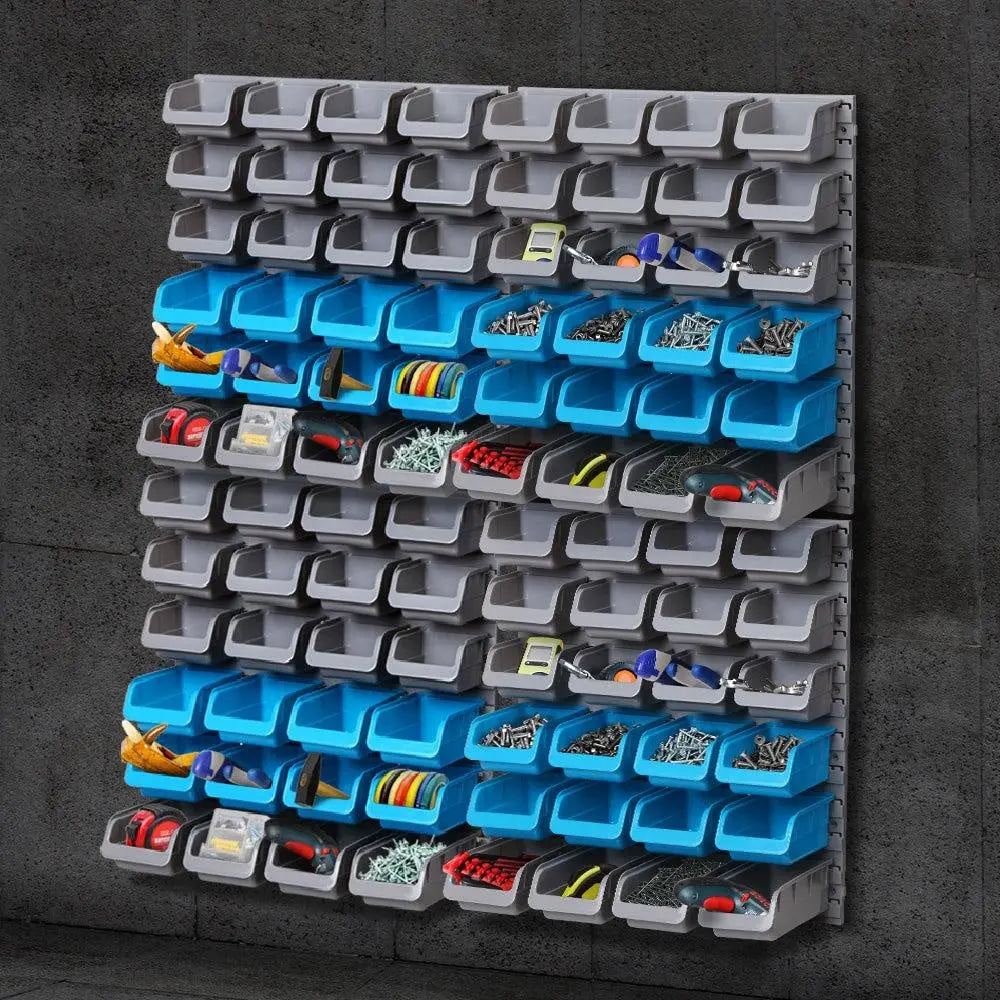 Giantz 96 Storage Bin Rack Wall-Mounted Tool Parts Garage Shelving Organiser Deals499